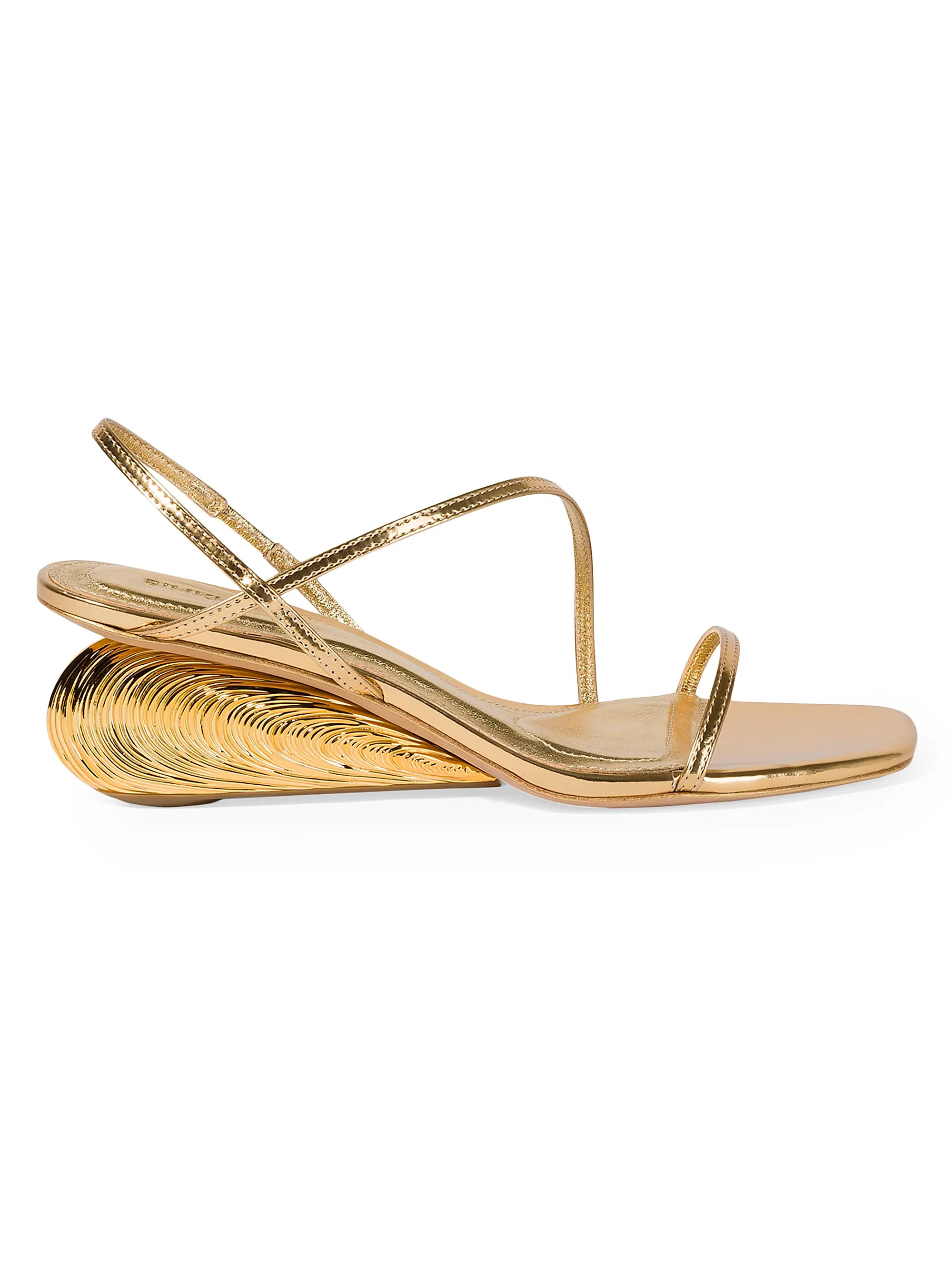 Bridget 75MM Metallic Leather Wedge Sandals | Saks Fifth Avenue