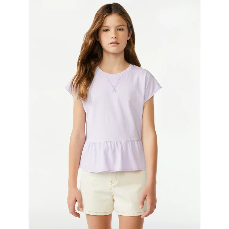 Free Assembly Girls Mineral Dye Peplum Top, Sizes 4-18 | Walmart (US)