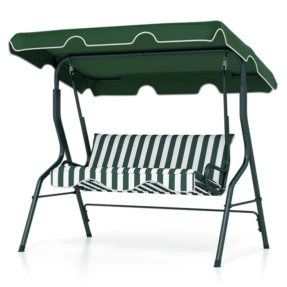 Costway 3 Seats Patio Backyard Canopy Steel Frame Swing Glider Hammock Cushioned | Walmart (US)