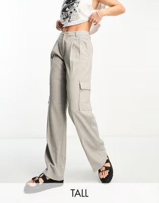 Object Tall tailored cargo trousers in grey melange | ASOS (Global)