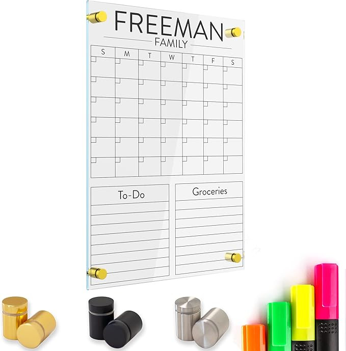 Personalized Acrylic Calendar for Wall - Ships Next Day, Made in America, Clear Dry Erase Planner... | Amazon (US)