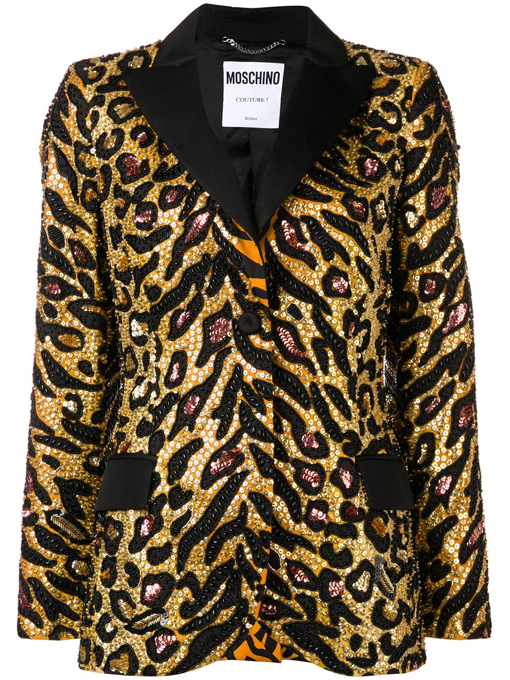 Moschino Tiger sequin-embellished blazer - Gold | Farfetch Global