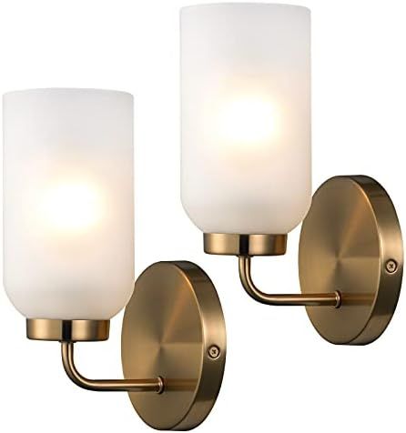 Hamilyeah Gold Sconces Wall Lighting Set of 2, Brushed Brass Bathroom Sconces Hardwired, Modern Indu | Amazon (US)