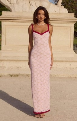 Runaway The Label Womens Pink Ditsy Maxi Dress RRP \u00a382 | eBay UK
