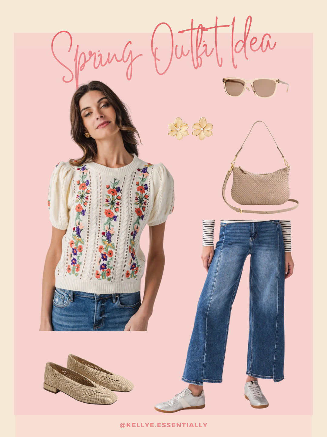 This floral sweater paired with wide leg cropped jeans and neutral accessories is an easy everyday look.

Add woven flats,  a neutral bag, and sunglasses for a casual spring outfit that works for errands, lunch, or weekend plans. 

 #LTKootd #LTKSeasonal