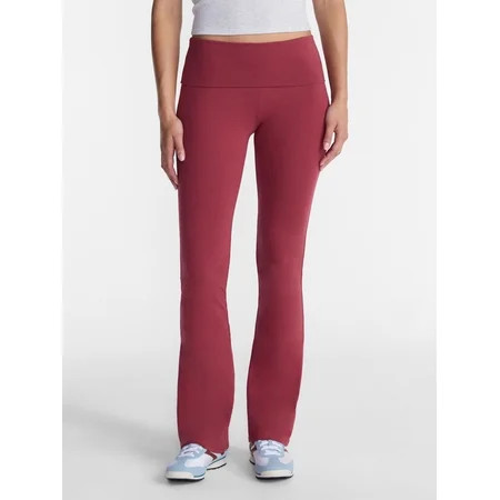 No Boundaries Foldover Cotton Blend Flare Pants, 33" Inseam, Women's XS-XXL | Walmart (US)