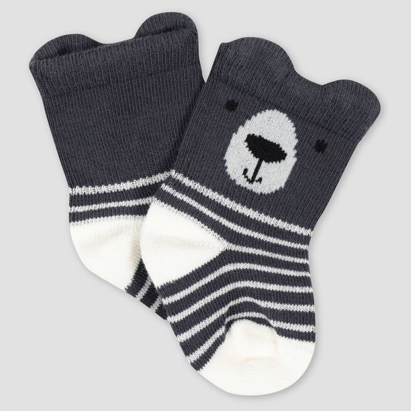 Gerber Baby Boys' 6pk Bear Jersey Wiggle Proof Socks - Gray 0-6M | Target