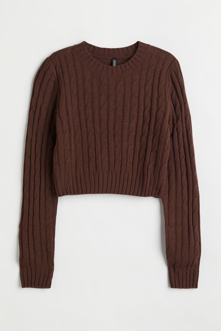 H & M - Cable-knit Sweater - Brown | H&M (US + CA)