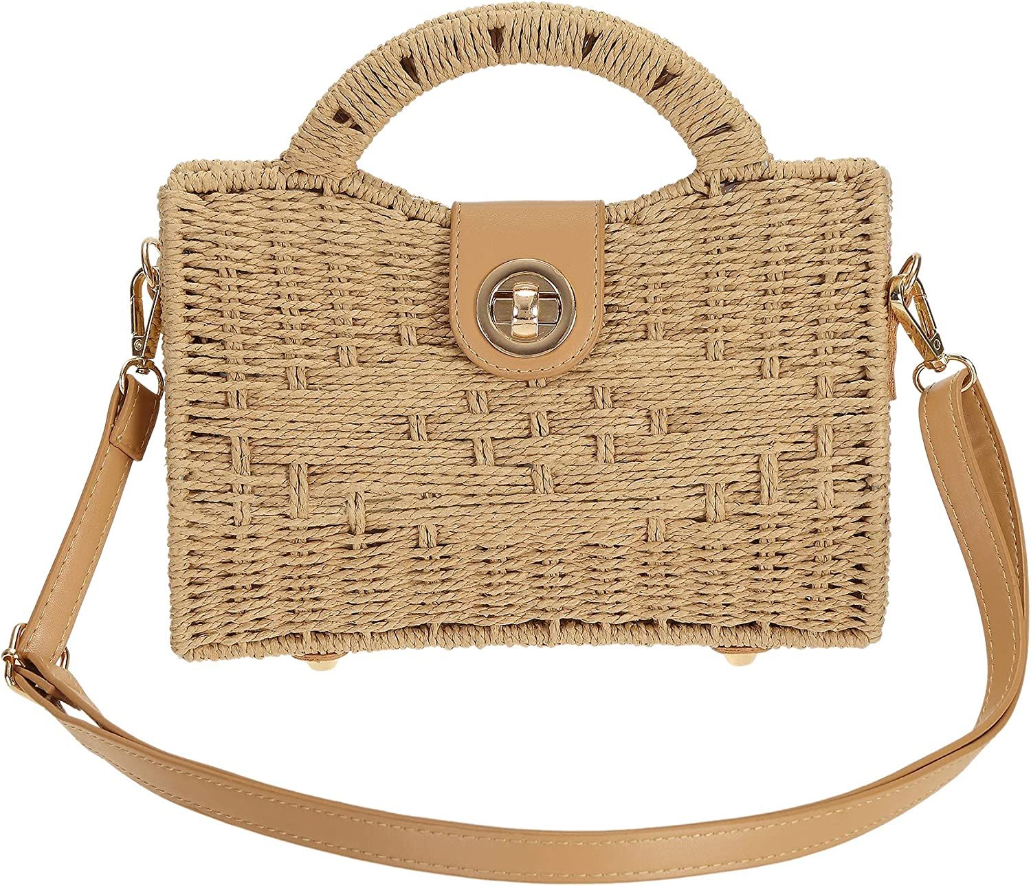 So'each Women Handmade Straw Wicker Woven Purse Boho Crossbody Shoulder Bag | Amazon (US)