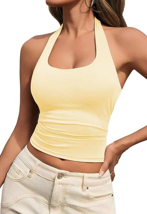 GREAIDEA Halter Tops for Women Trendy 2026 Summer Going Out Tops Sexy Backless Sleeveless Workout... | Amazon (US)