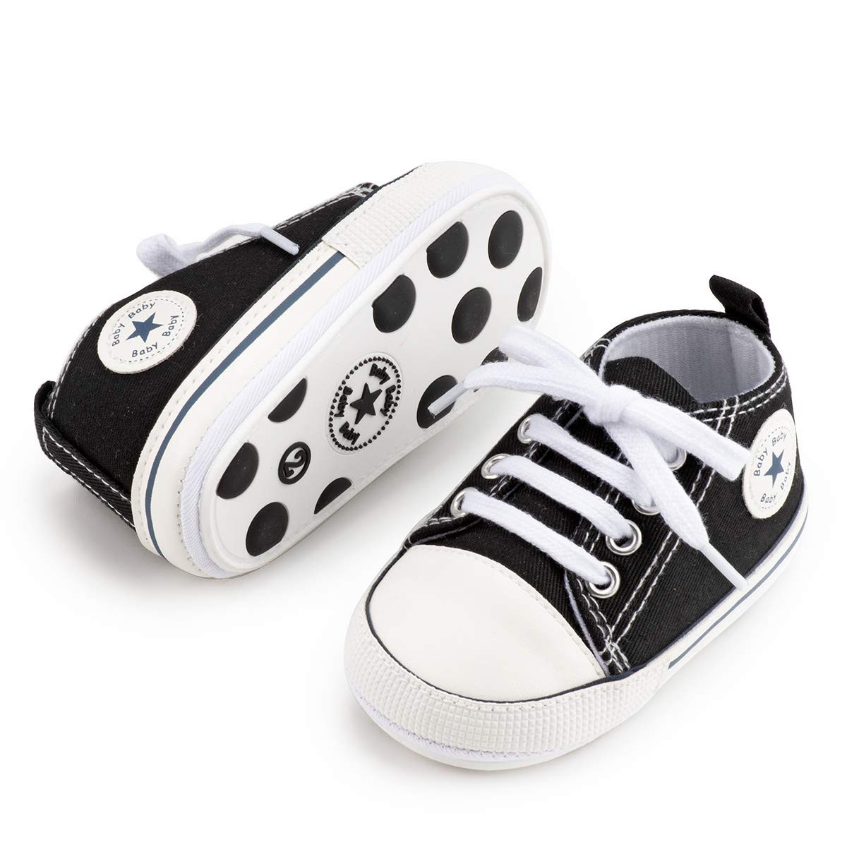 KIDSUN Unisex Baby Boy Girl Canvas Sneaker Soft Sole Ankle Infant First Walkers Crib Shoe | Amazon (US)