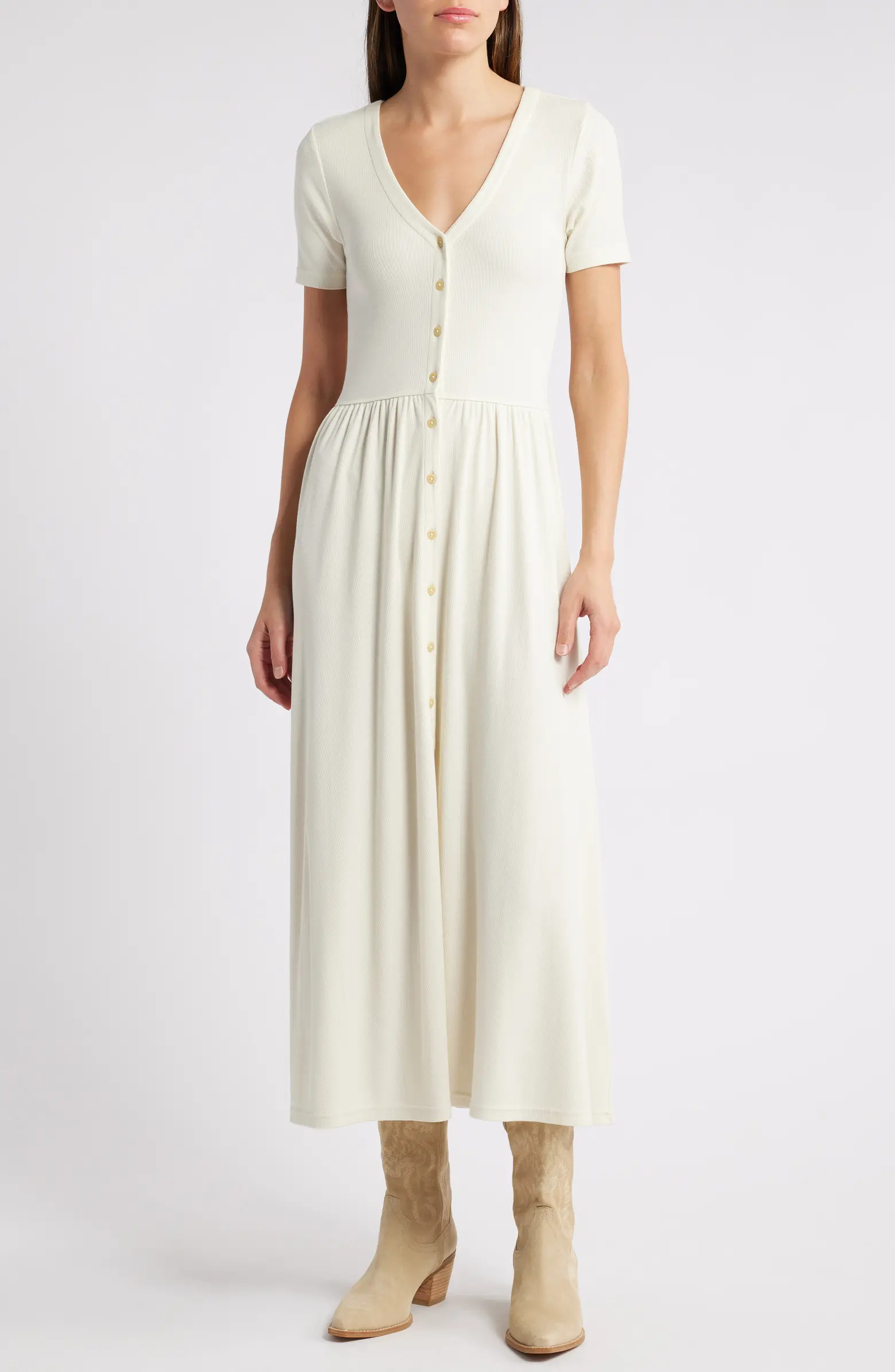 Treasure & Bond Button Front Rib Dress | Nordstrom | Nordstrom