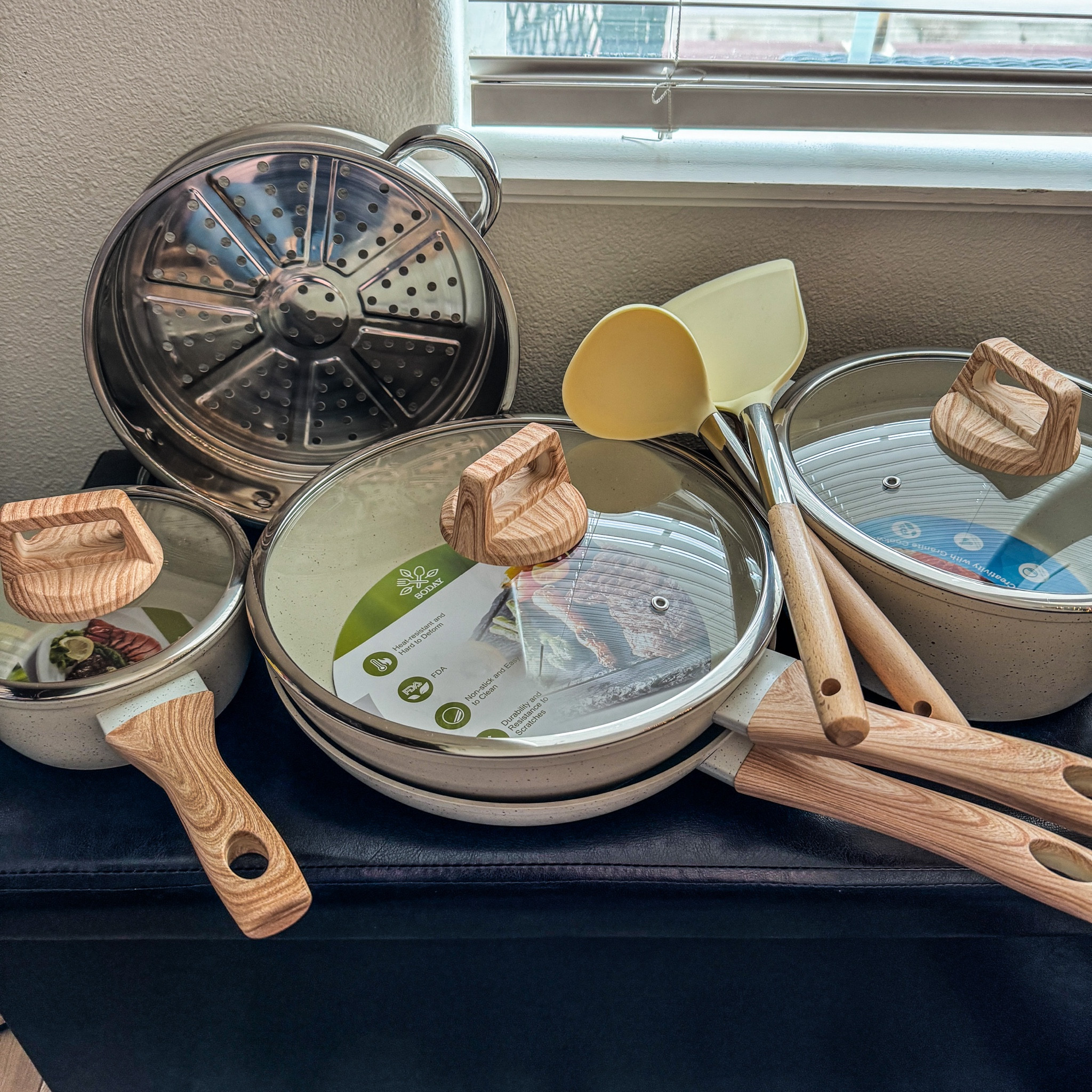 Early Christmas gift and I love it!! This pots and pans set comes with everything you see here and I found it on Amazon! I’ve linked it here if you have been eyeing an affordable set with no harsh chemicals. This is perfect! I’ve also linked more kitchen gift ideas on Amazon if you’re looking for other items to go with this  

#LTKsalealert #LTKGiftGuide #LTKHoliday