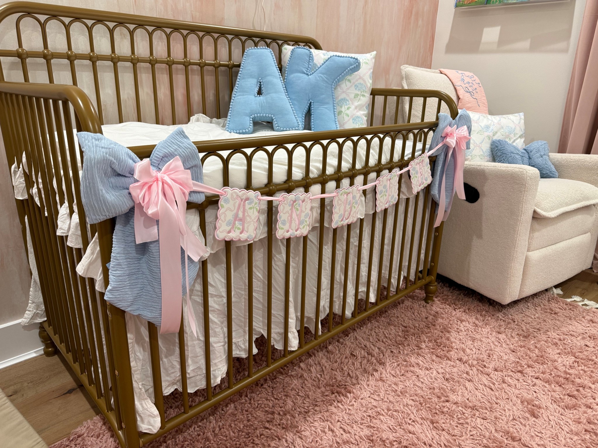 Baby Andie Kate’s Nursery🪻🩷 

All nursery item links. Crib Link. Bedding Link. Chair Link. Sign Link. Book Shelf Link. Curtain Link. Amazon Links.

Pink Shaggy Rug 🔗  https://rstyle.me/+xj2mPWM-Q_szqlc54dbMag

#LTKStyleTip #LTKBaby #LTKHome

#LTKBaby #LTKmomlife #LTKHome