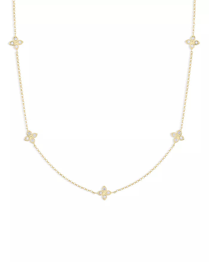 Roberto Coin 18K Yellow Gold Verona Love by the Inch 5 Station Flower Diamond Necklace, 17" Jewel... | Bloomingdale's (US)