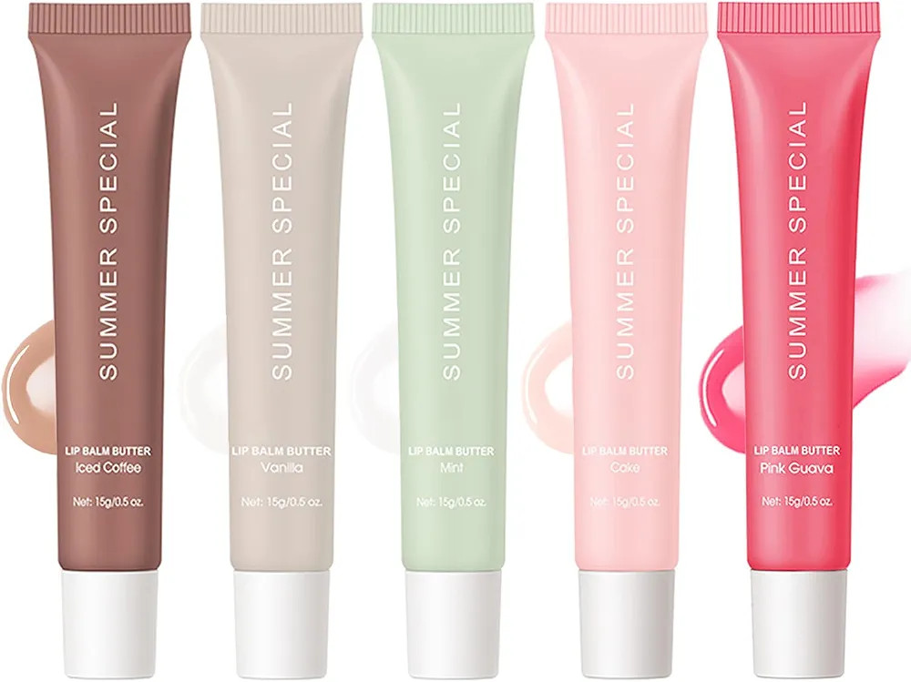 5PCS Summer Special Lip Balm Butter Set - Natural Shea Butter & Avocado Oil, Hydrating Non-Sticky... | Amazon (US)