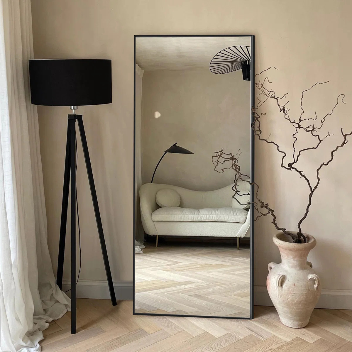 Vertell Oversize Rectangle Full Length Metal Mirror for GYM/ Bedroom with Stand | Wayfair North America
