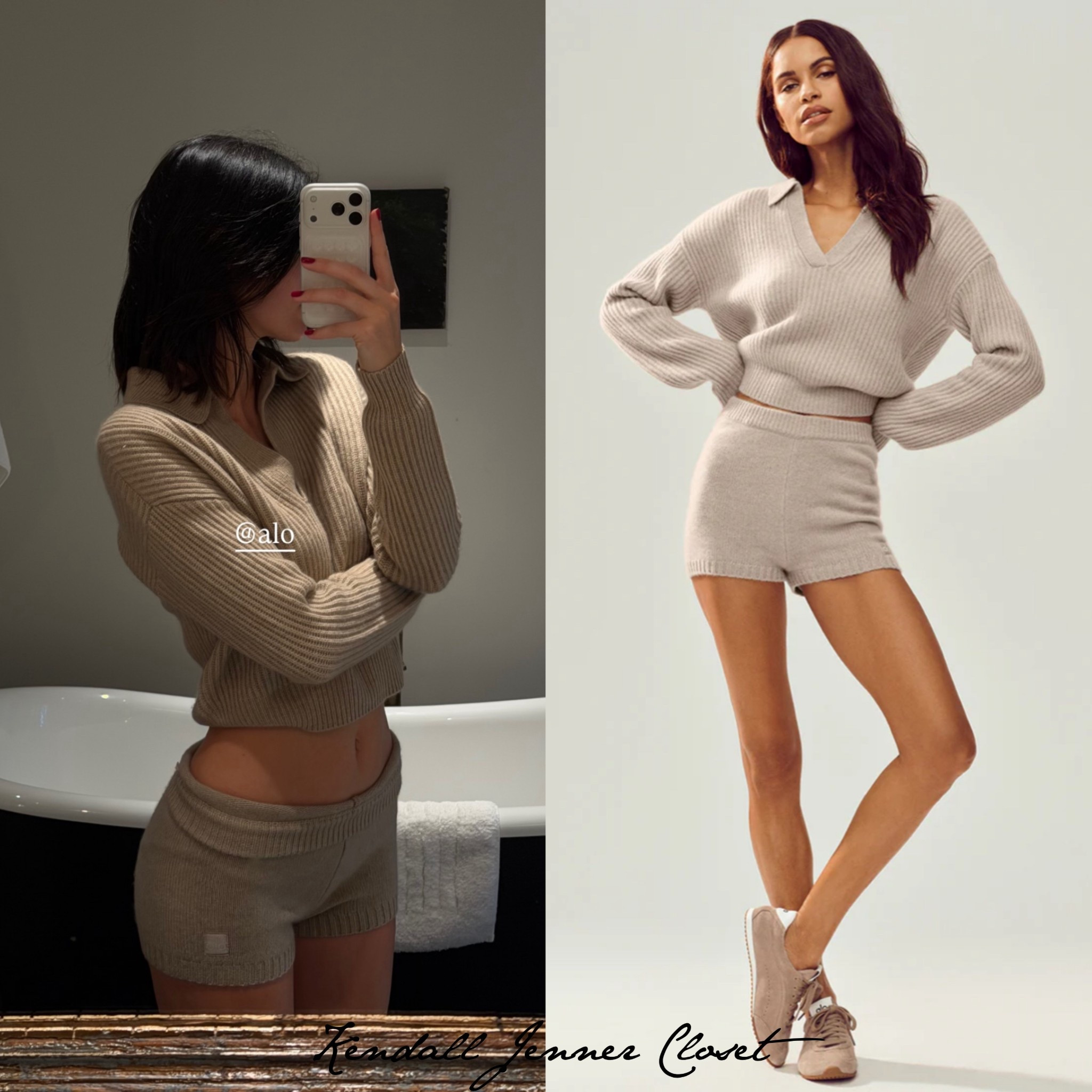 #KendallJenner looks cozy in the #Alo ‘Cashmere Northstar Polo’ in Oat Heather with the matching ‘Cashmere High-Waist Embrace Short’ in Oat Heather. 🦪



#LTKfitnessgoals #LTKGiftGuide #LTKHoliday