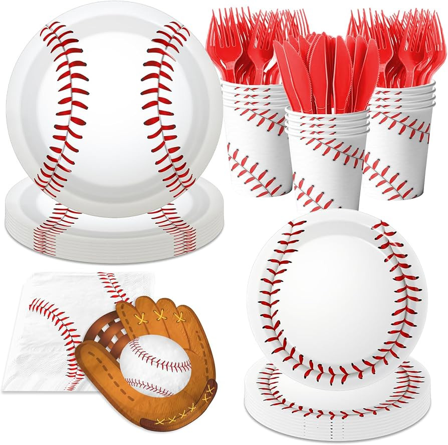 Baseball Party Decorations,168pcs Baseball Birthday Decorations Tableware Baseball Plates and Nap... | Amazon (US)