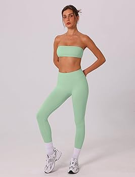 ABOCIW Workout Sets for Women 2 Piece Seamless Bandeau Sports Bra Scrunch Butt Liftinf High Waist... | Amazon (US)