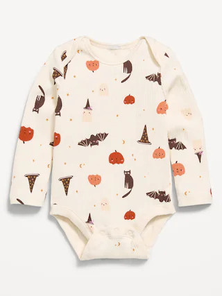 Printed Long-Sleeve Ribbed Bodysuit for Baby | Old Navy (US)
