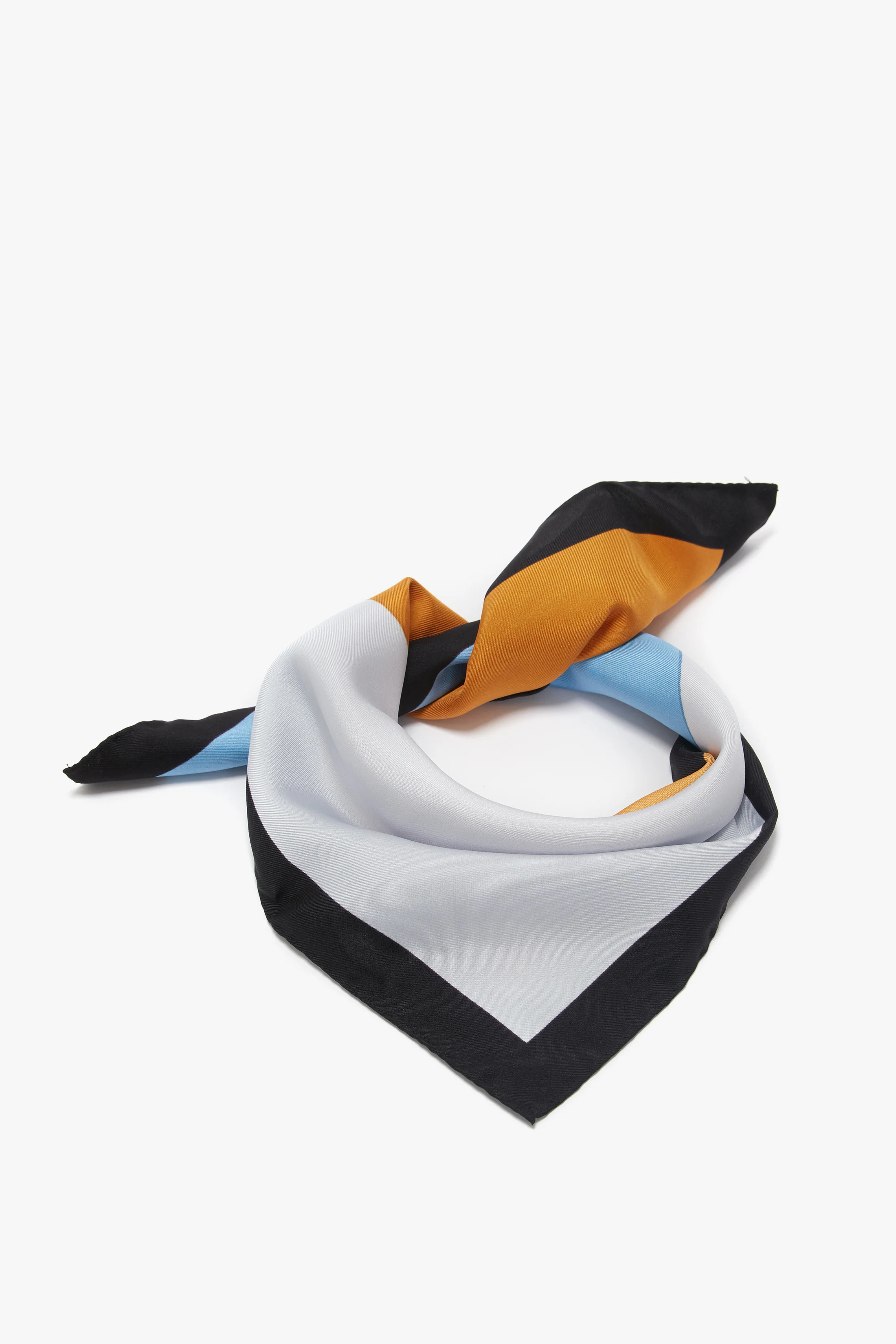 Colour Block Silk Scarf In Marina | Victoria Beckham UK