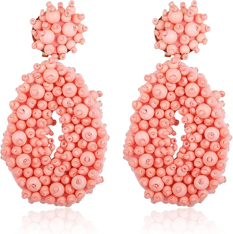 Statement Drop Earrings - Bohemian Beaded Teardrop Dangle Earrings Gift for Women | Amazon (US)