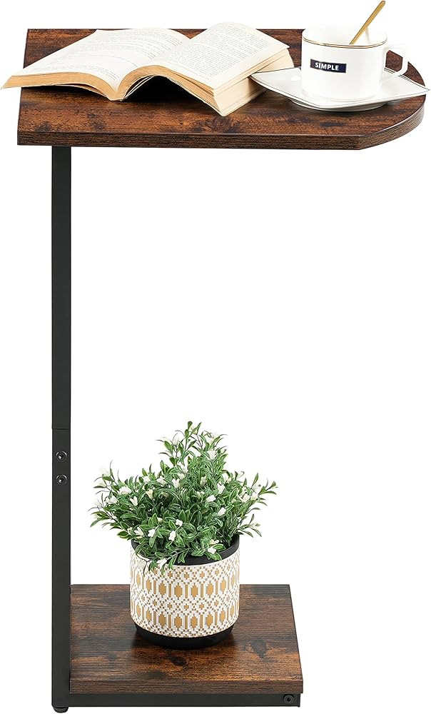 Hosfais C Table Small Side Table, Curved Tabletop Anti-Rust and Waterproof Outdoor & Indoor Coffe... | Amazon (US)