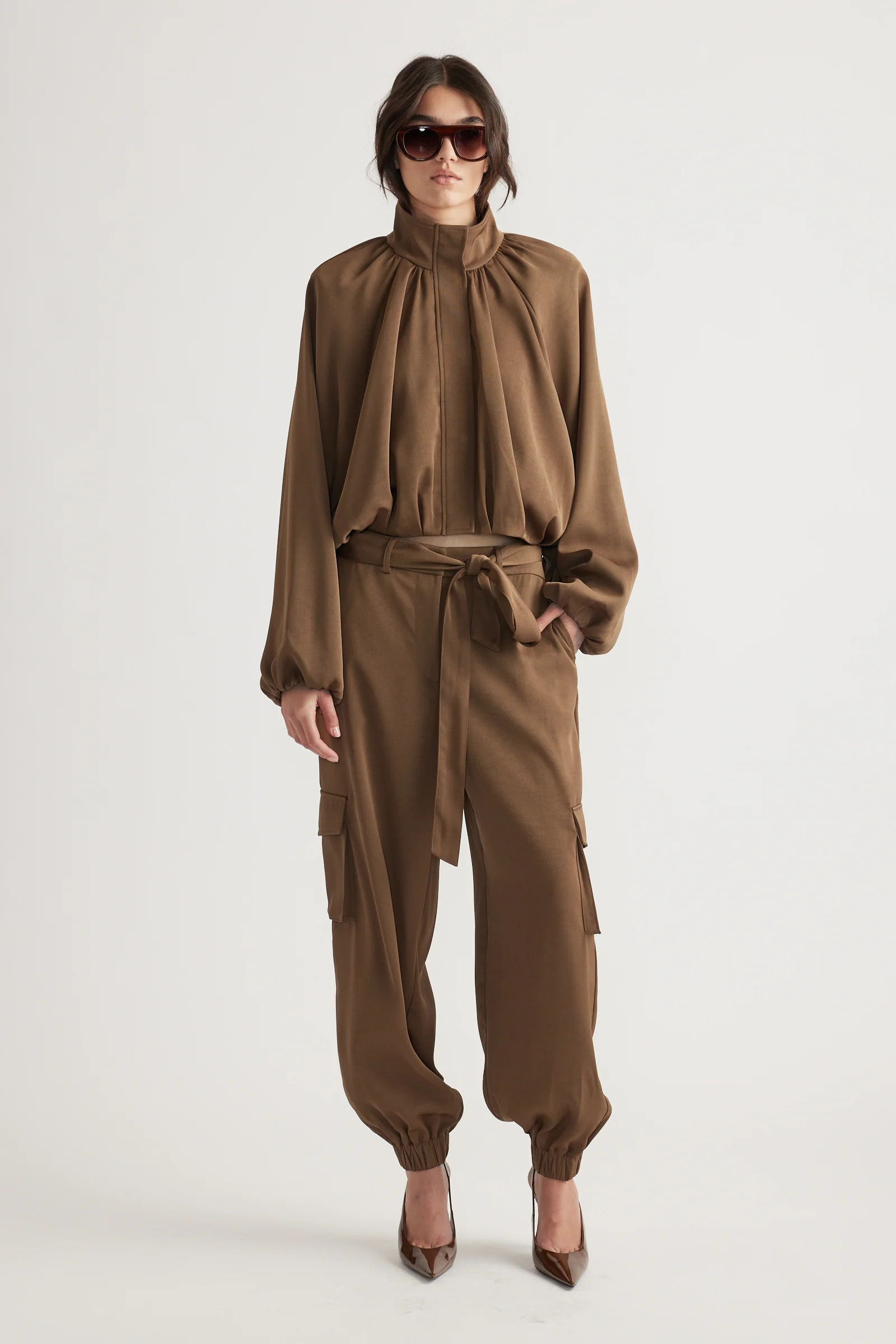 Stella Satin Bubble Jacket - Bronze | DECJUBA