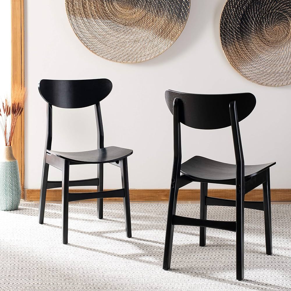 Safavieh Home Lucca Retro Black Dining Chair, Wood, Set of 2 | Amazon (US)