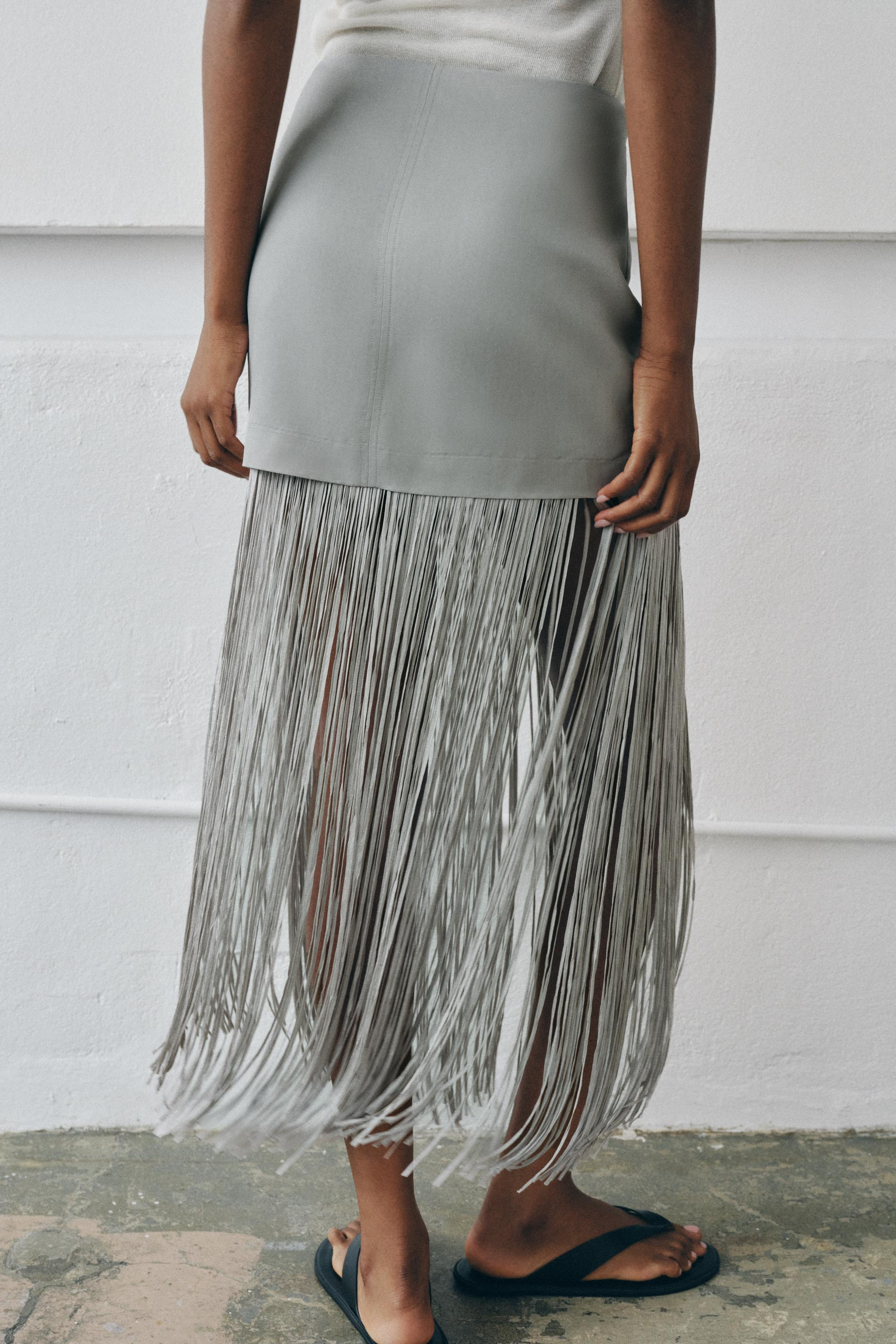 FRINGED LINEN MINI SKIRT | Zara US