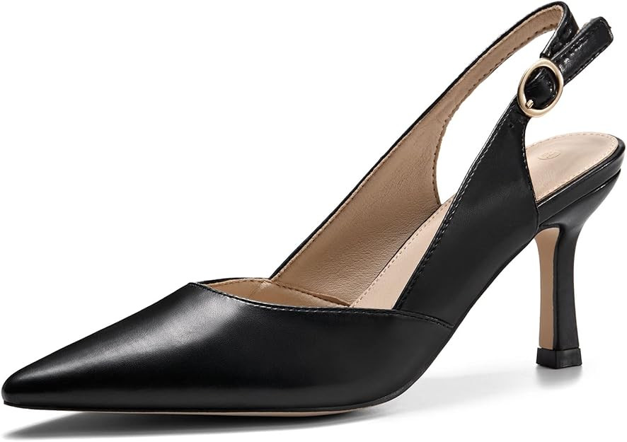 Rilista Women's Slingback Kitten Heels Closed Pointed Toe Wedding Party Dress Pumps Shoes | Amazon (US)