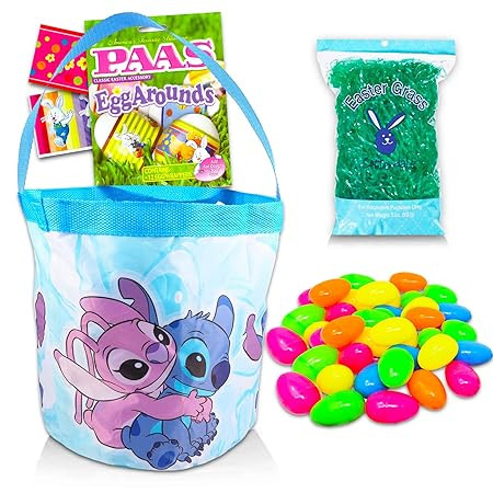 Disney Lilo and Stitch Easter Egg Basket with Eggs, Grass and Decor - Lilo and Stitch Easter Buck... | Amazon (US)