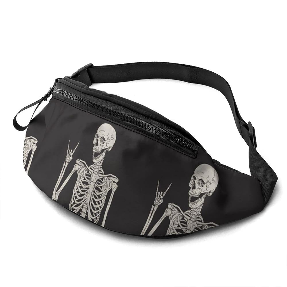 Rock And Roll Skeleton Skull Boho Hippie Fanny Pack For Women Man Sport Waist Pack Bag Adjustable... | Amazon (US)