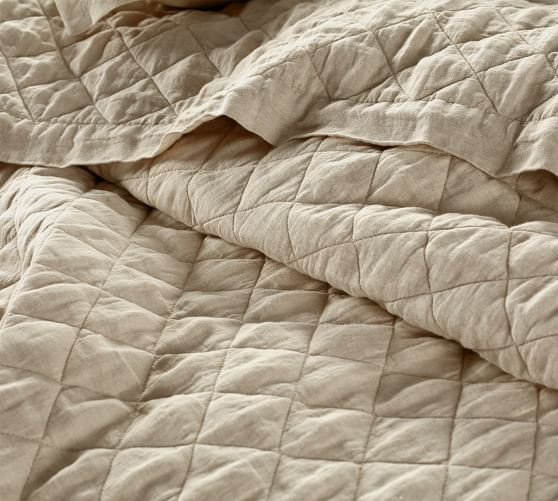 Belgian Flax Linen Diamond Quilt | Pottery Barn (US)