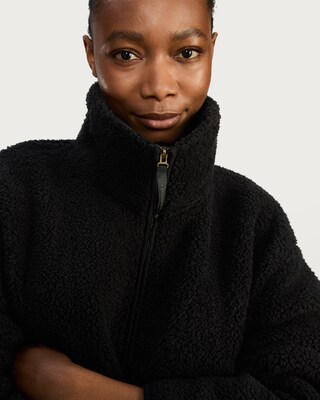 F&F Fleece Zip Up Pyjama Jacket in Black | Tesco F&F