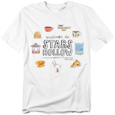 Men's Gilmore Girls Welcome to Stars Hollow Icons T-Shirt, White, 4X Large: Cotton, Regular Fit, Crew Neck | Target