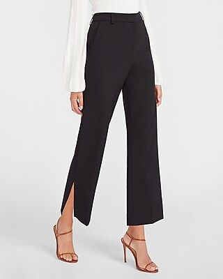 High Waisted Supersoft Straight Ankle Slit Pant | Express