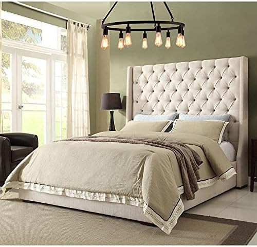 BEDS & CO VELVET UPHOLSTERED CHESTERFIELD WINGED BEDFRAME HEADBOARD INCLUDED - MATTRESS, DIAMANTE... | Amazon (UK)