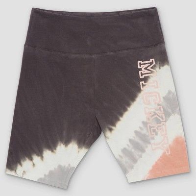 Women's Disney Mickey Graphic Bike Shorts - Black Tie-Dye | Target