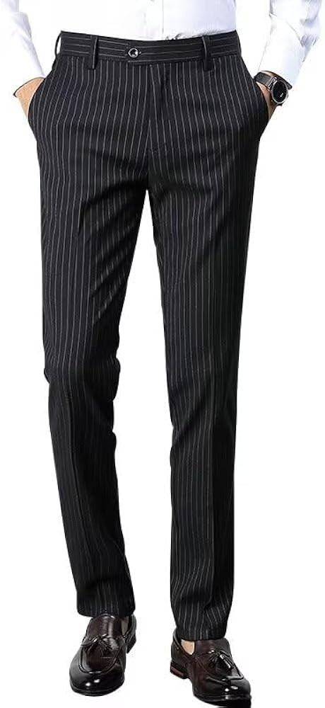 Men's Striped Dress Pants Casual Pinstripe Trousers Slacks Slim Fit Lightweight Classic Work Busi... | Amazon (US)