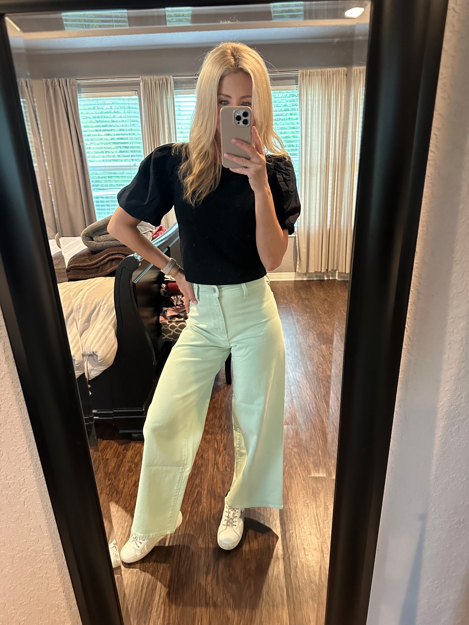 Target wide leg ankle denim in a spring light green 🌸💕💚 #targetfinds