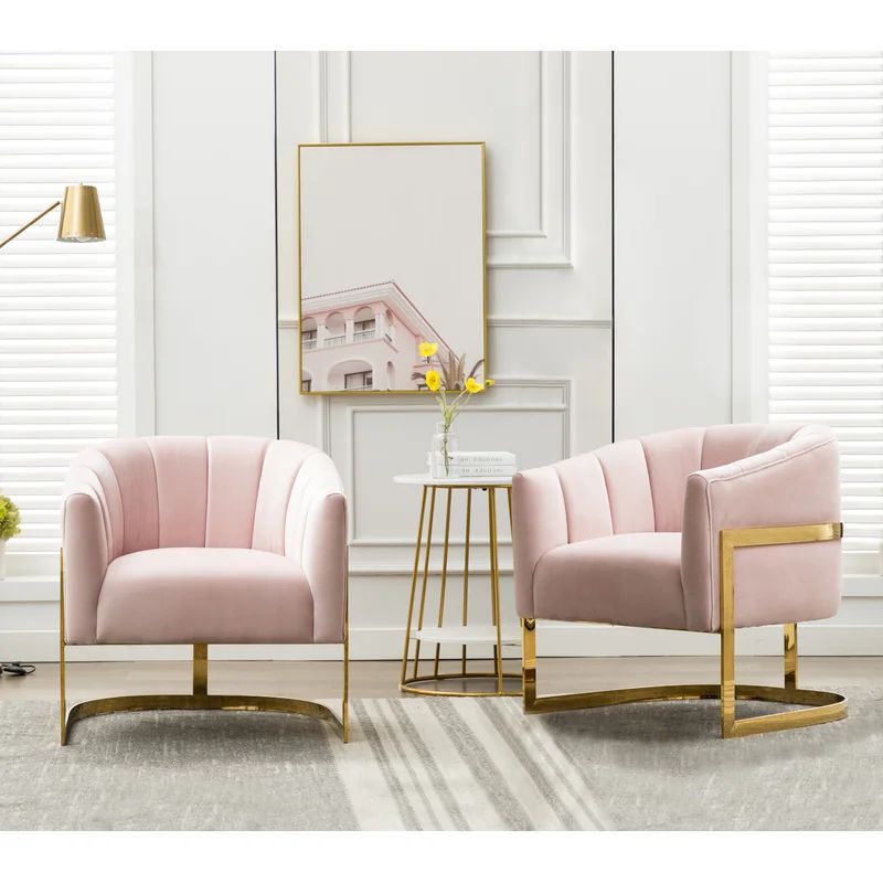 Romy 30'' Wide Tufted Velvet Barrel Chair (Set of 2) | Wayfair North America