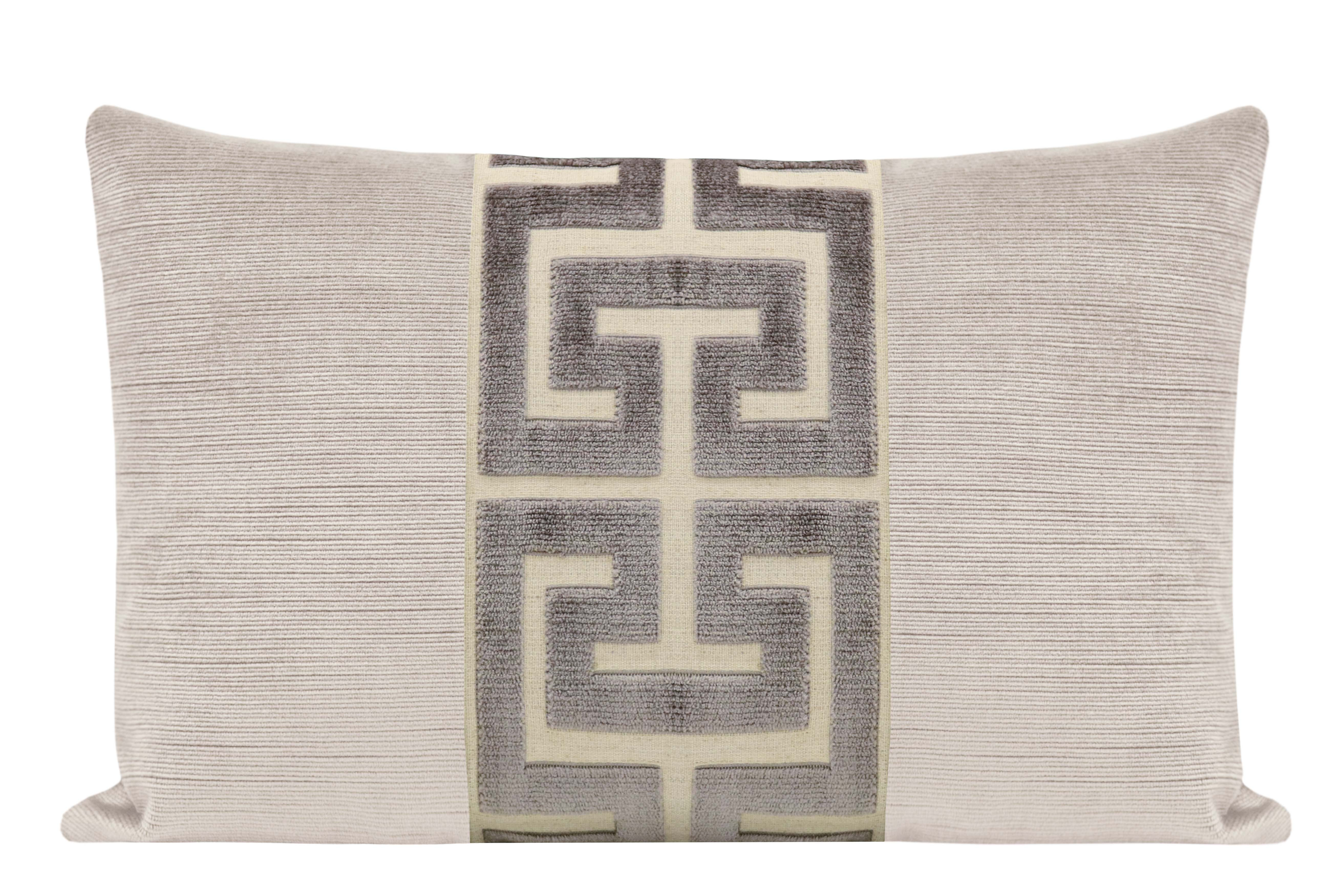 The Little Lumbar :: Strie Velvet // Oyster + Graphite Greek Trim | LITTLE DESIGN COMPANY