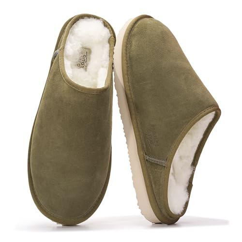 Project Cloud Mens Slippers 100% Genuine Leather and Genuine Shearling Lining – House Slippers ... | Amazon (US)