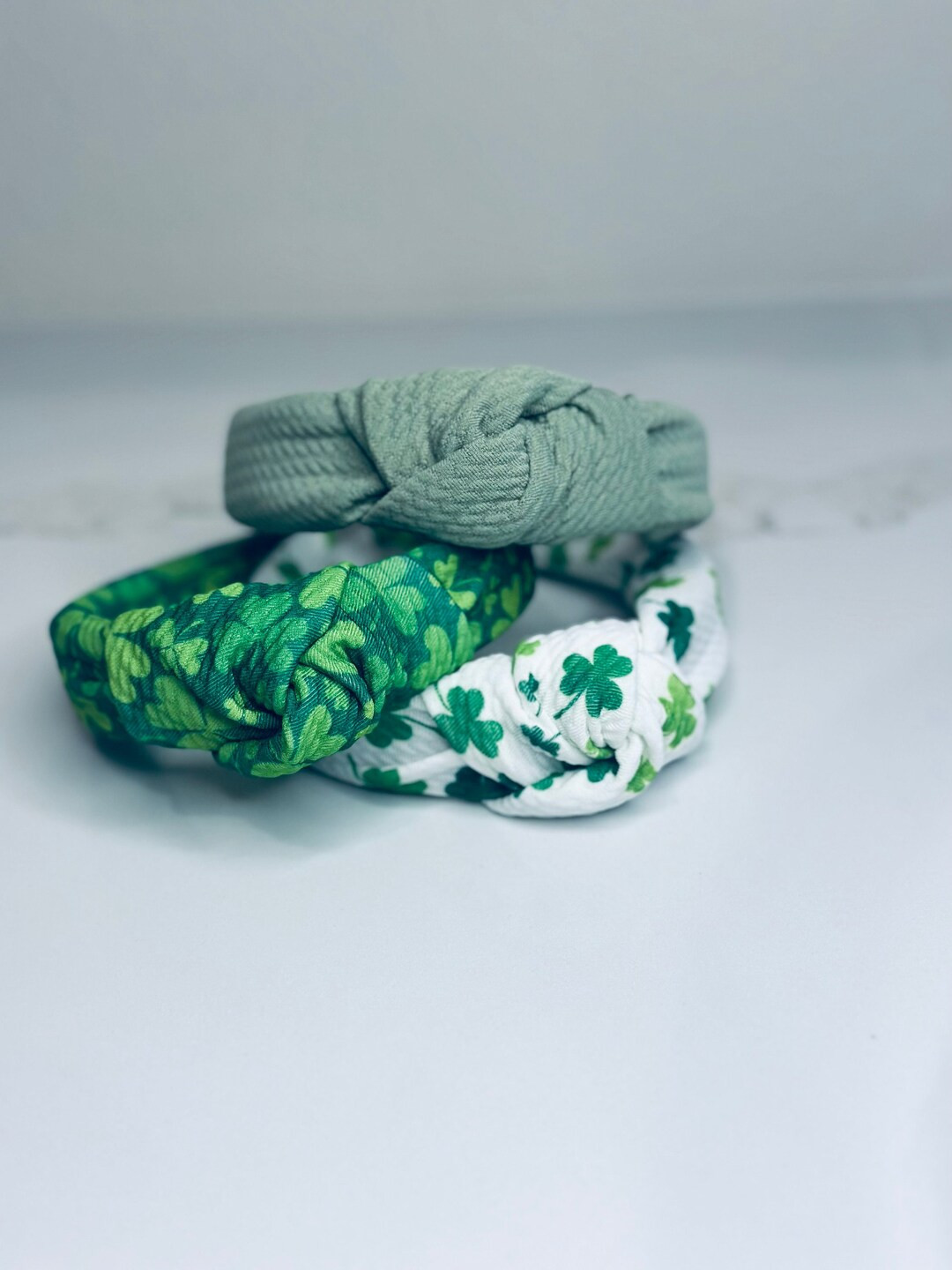 St. Patricks Day Day Knotted Headbands, Clover Headbands, Hard Knot Headbands, Green Headbands | Etsy (US)