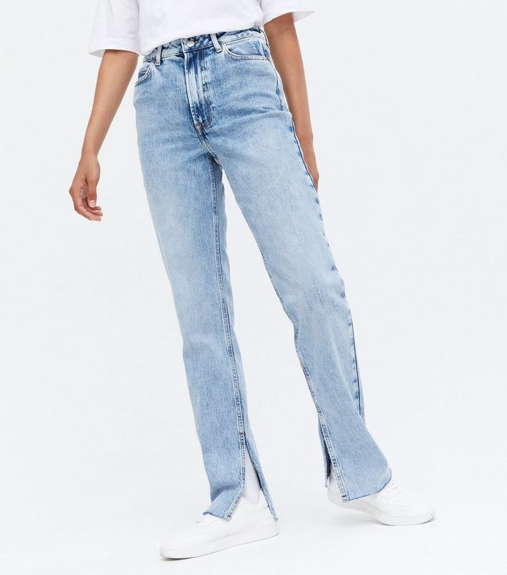Blue Long Split Anica Straight Leg Jeans
						
						Add to Saved Items
						Remove from Saved ... | New Look (UK)