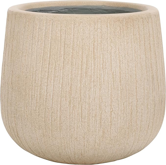 SAFAVIEH Outdoor - Francia Beige Concrete Ficonstone Planter Pot with Drainage Hole, Frost Resist... | Amazon (US)