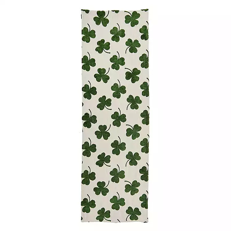 Embroidered Green Clover Table Runner | Kirklands