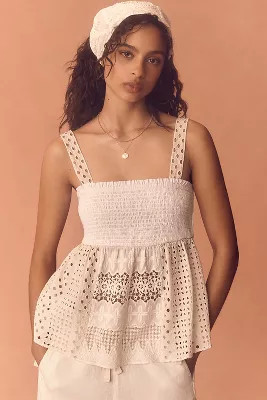 By Anthropologie Lace Babydoll Tank | Anthropologie (US)
